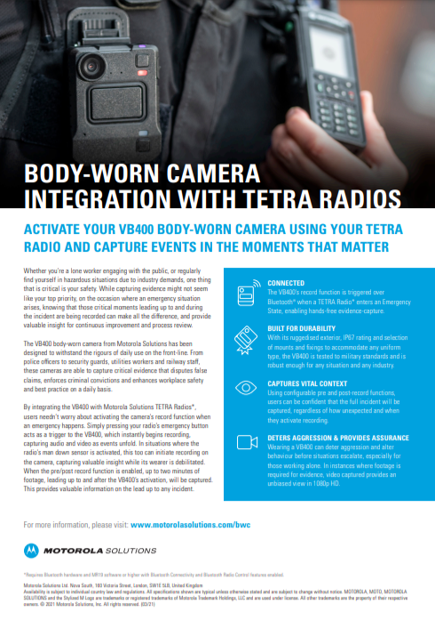 VB400 TETRA integration